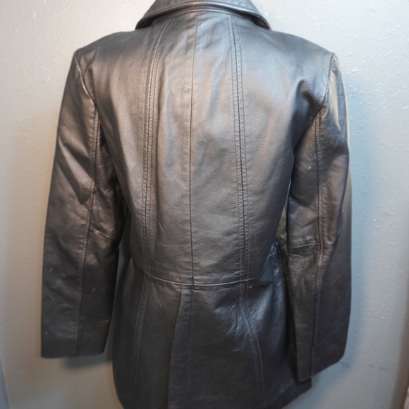 Sonoma Jean Company Womens Black Genuine Leather Button Down Jacket Size Small - Picture 5 of 7